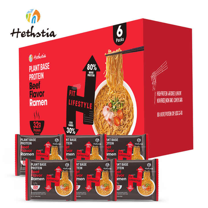 32g Protein Low Carb High Fiber High Protein Noodles Plant Based Pasta Instant High Protein Ramen With Spicy Beef Flavor