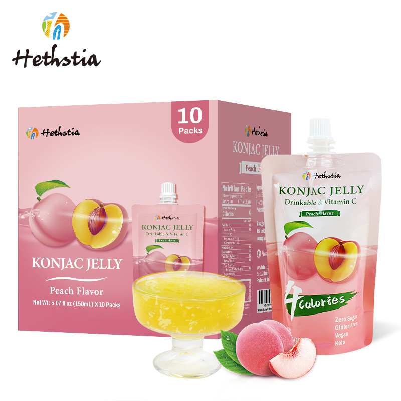 Ready To Eat Fruit Jelly Konjac Sweet Cool Snack Beauty Peach Flavor Shirataki Jelly With Vitamin C